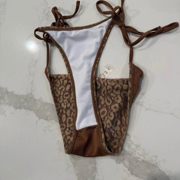 SHEIN Sexy Leopard Print Halter Triangle Bikini Set Womens Small Brown/Gold Swim - Picture 9 of 9